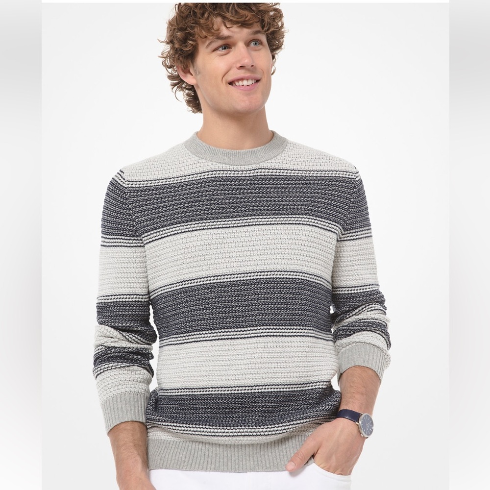 Michael Kors Men’s Striped Cotton-Blend Sweater Size S